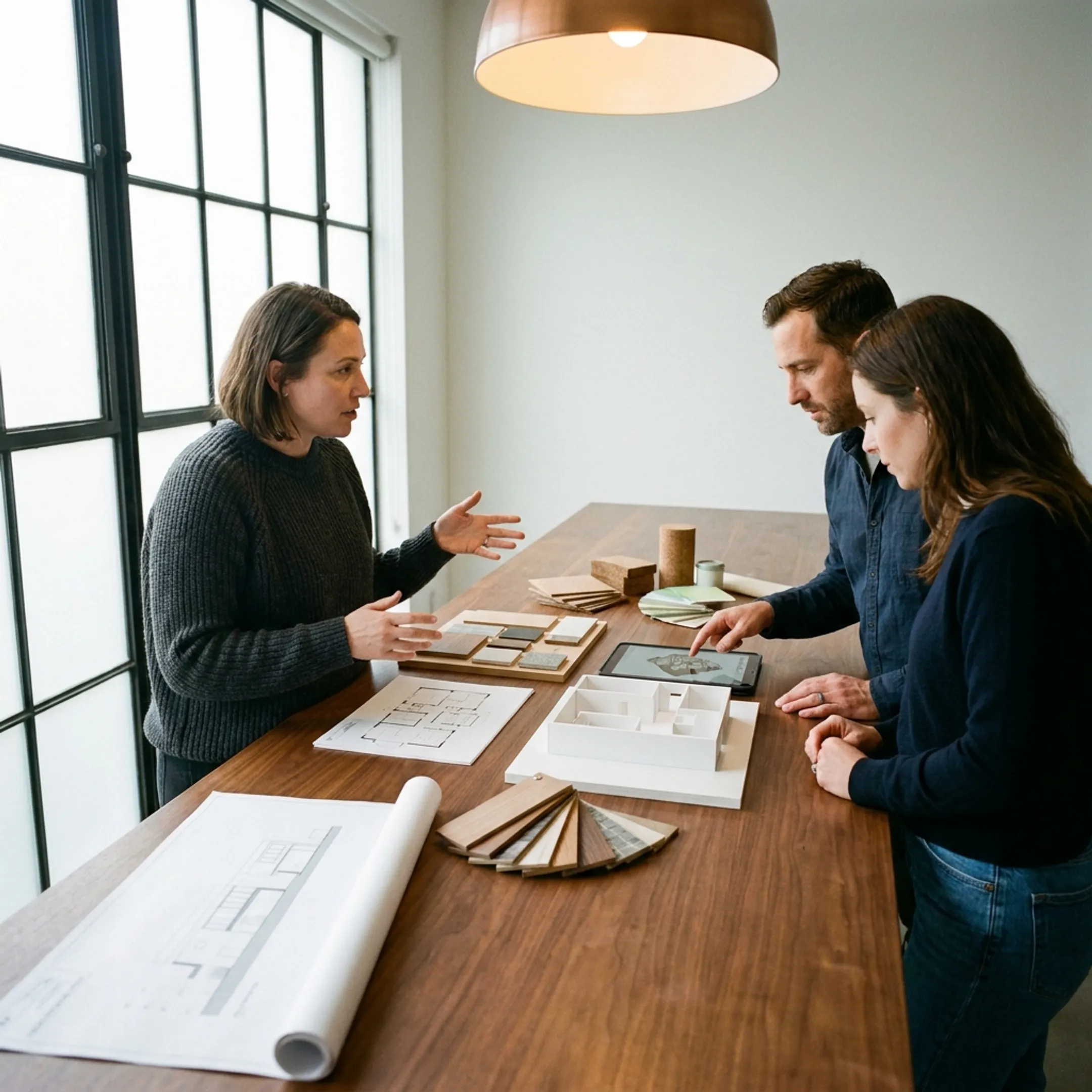 Architect presenting a custom home renovation concept
