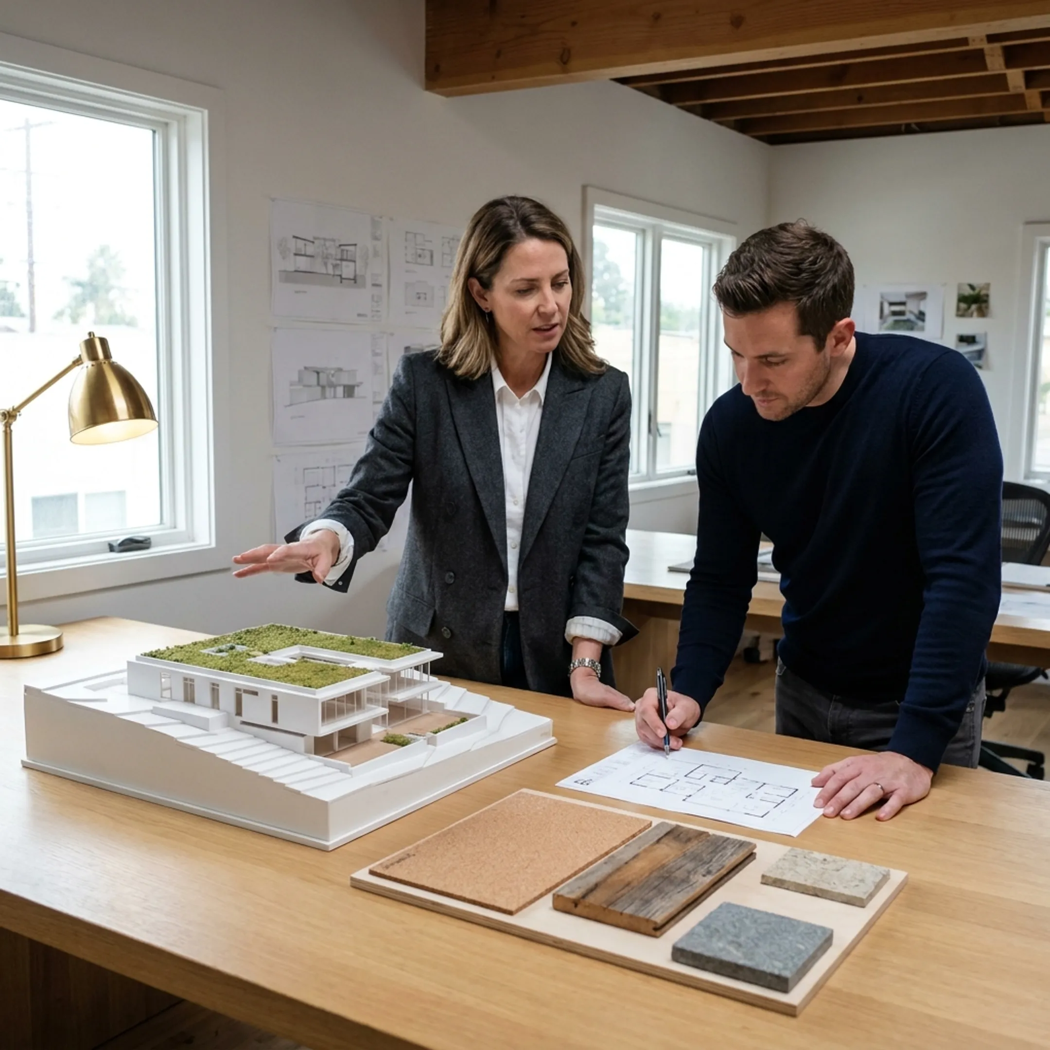 Architect presenting a custom residential design