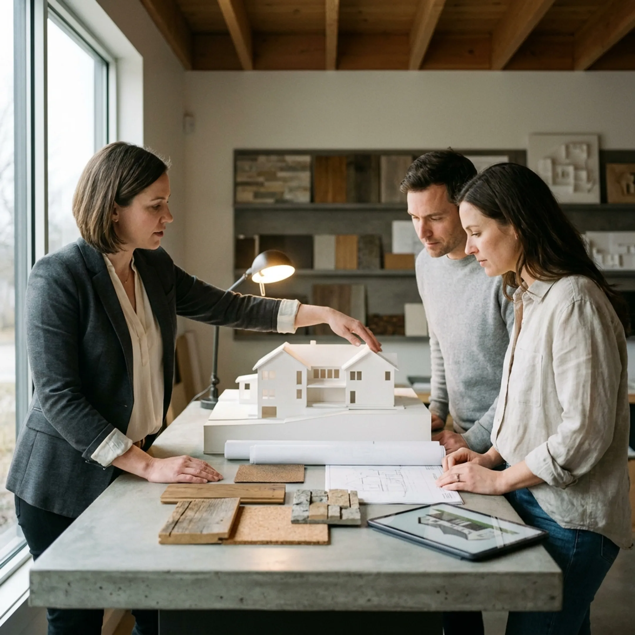 Architect presenting a custom home design