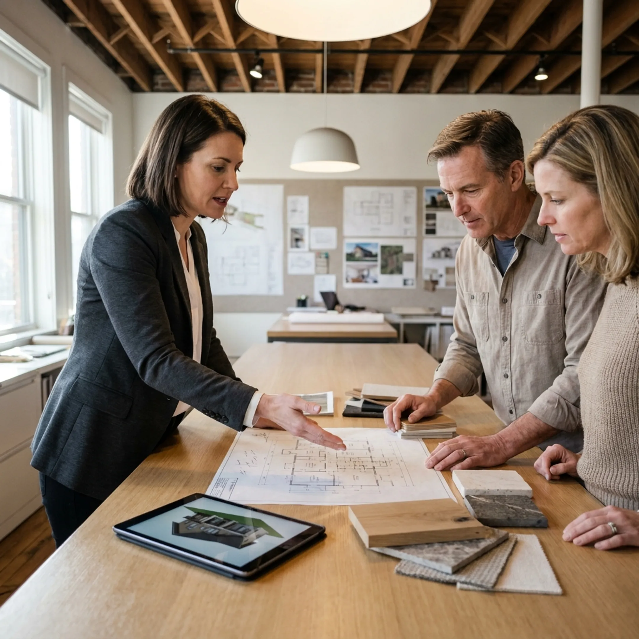 Architect presenting a custom home renovation concept