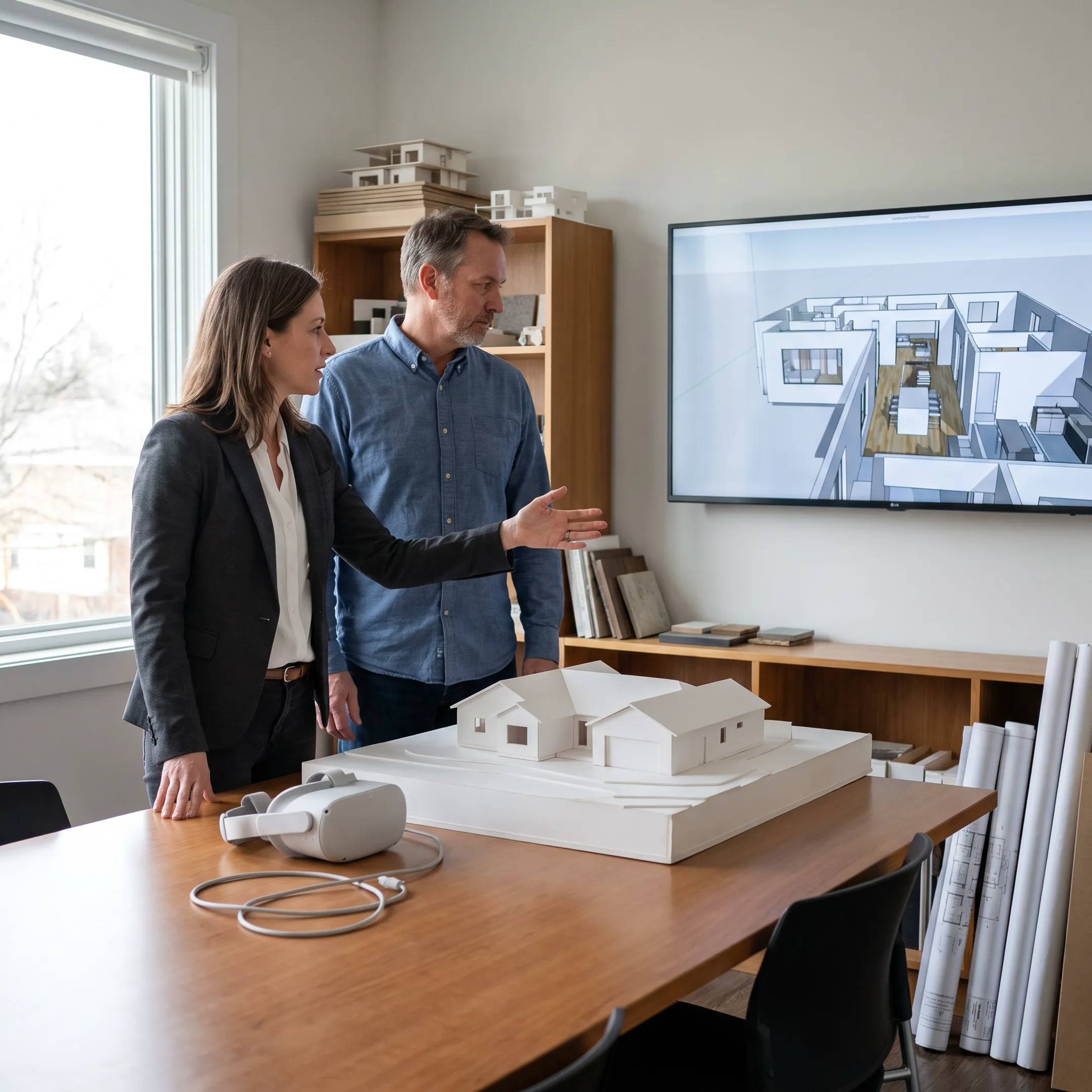 Client experiencing an immersive architectural walkthrough