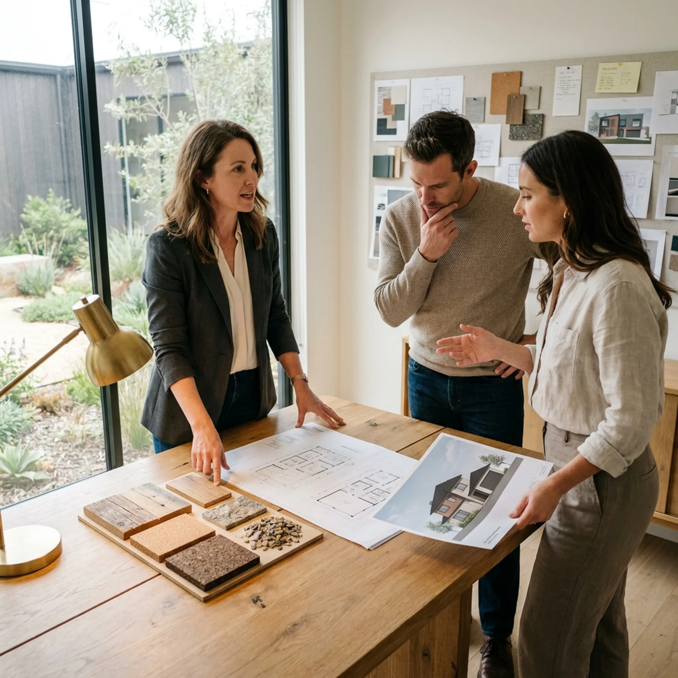 Architect presenting restoration design options