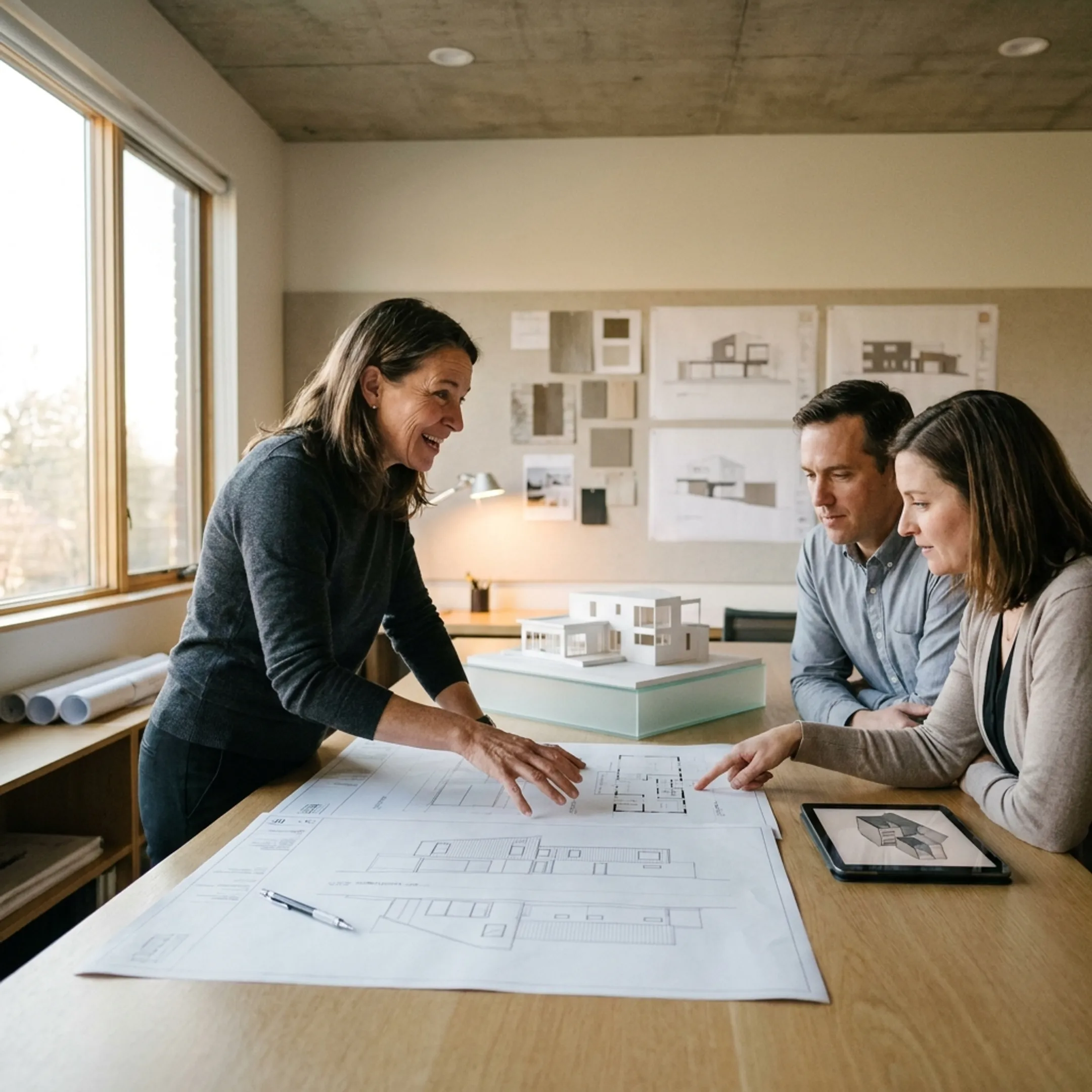 Architect presenting a residential renovation design