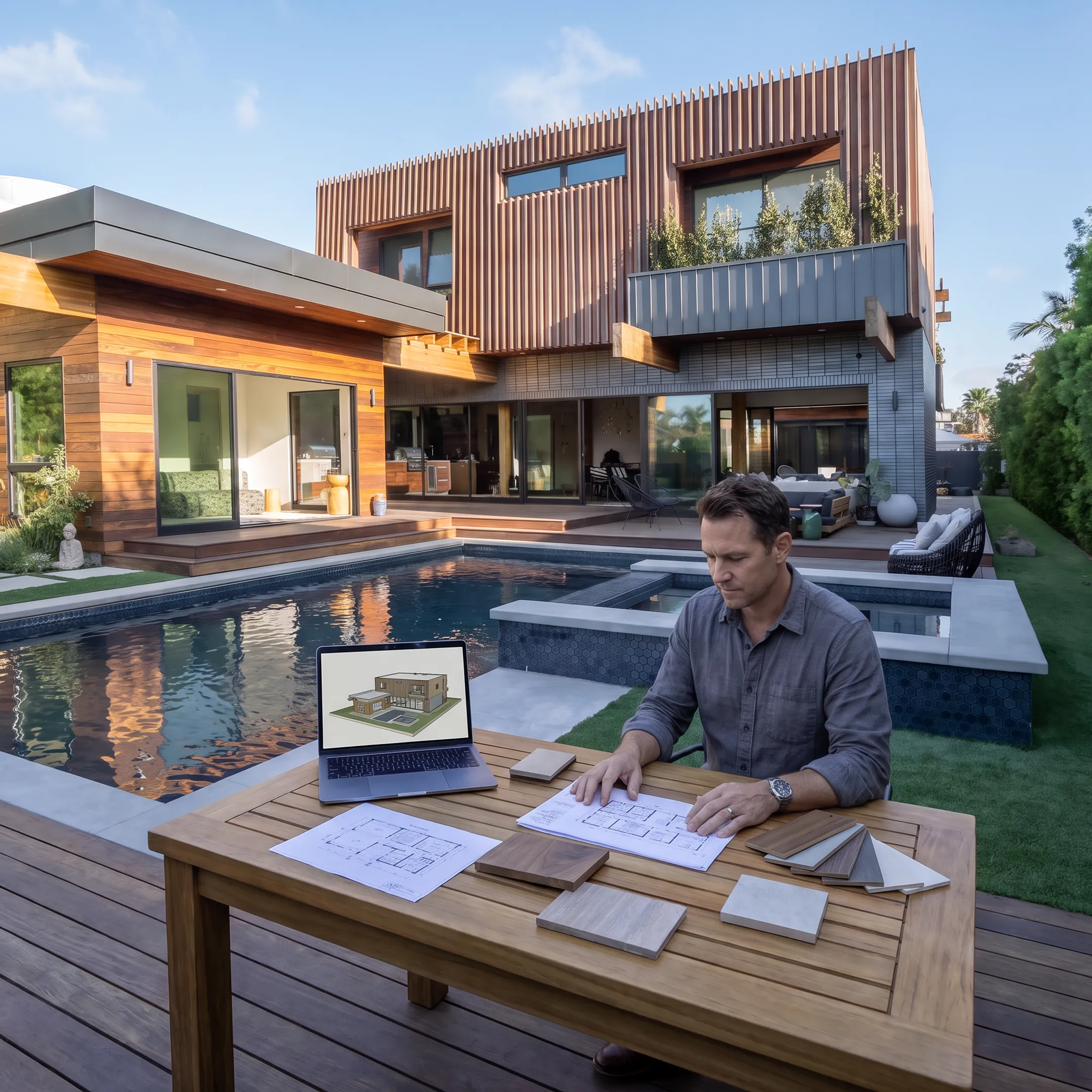 Architect presenting a coordinated residential design