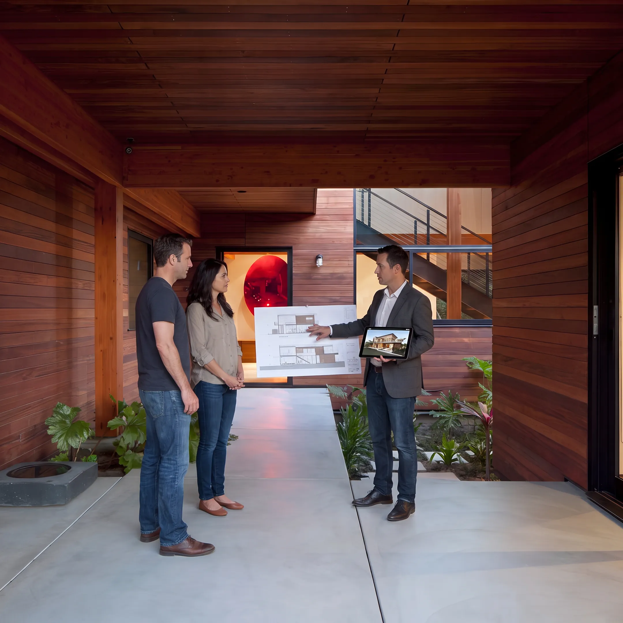 Architect presenting a refined residential design concept