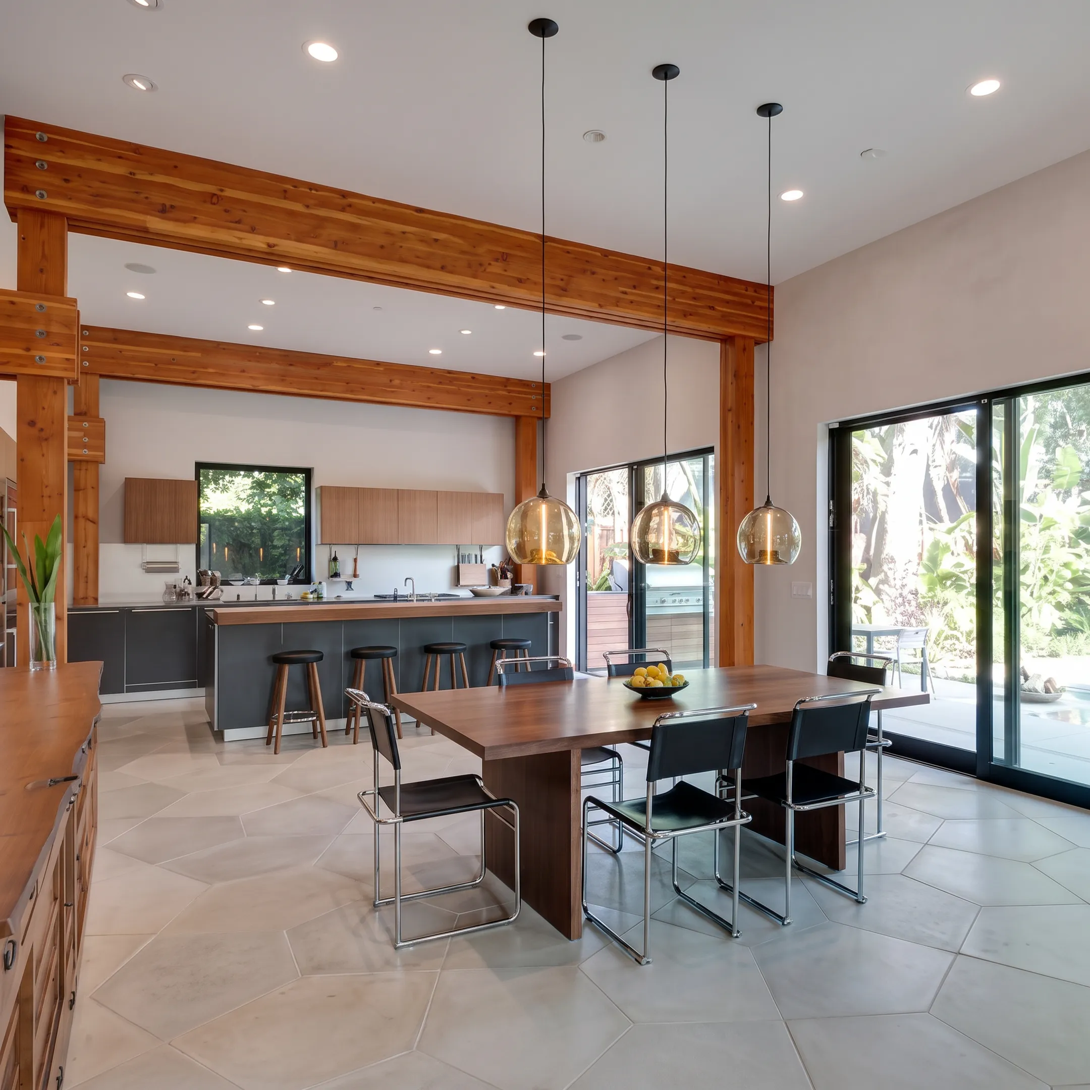 Refined remodeled residential interior with custom cabinetry