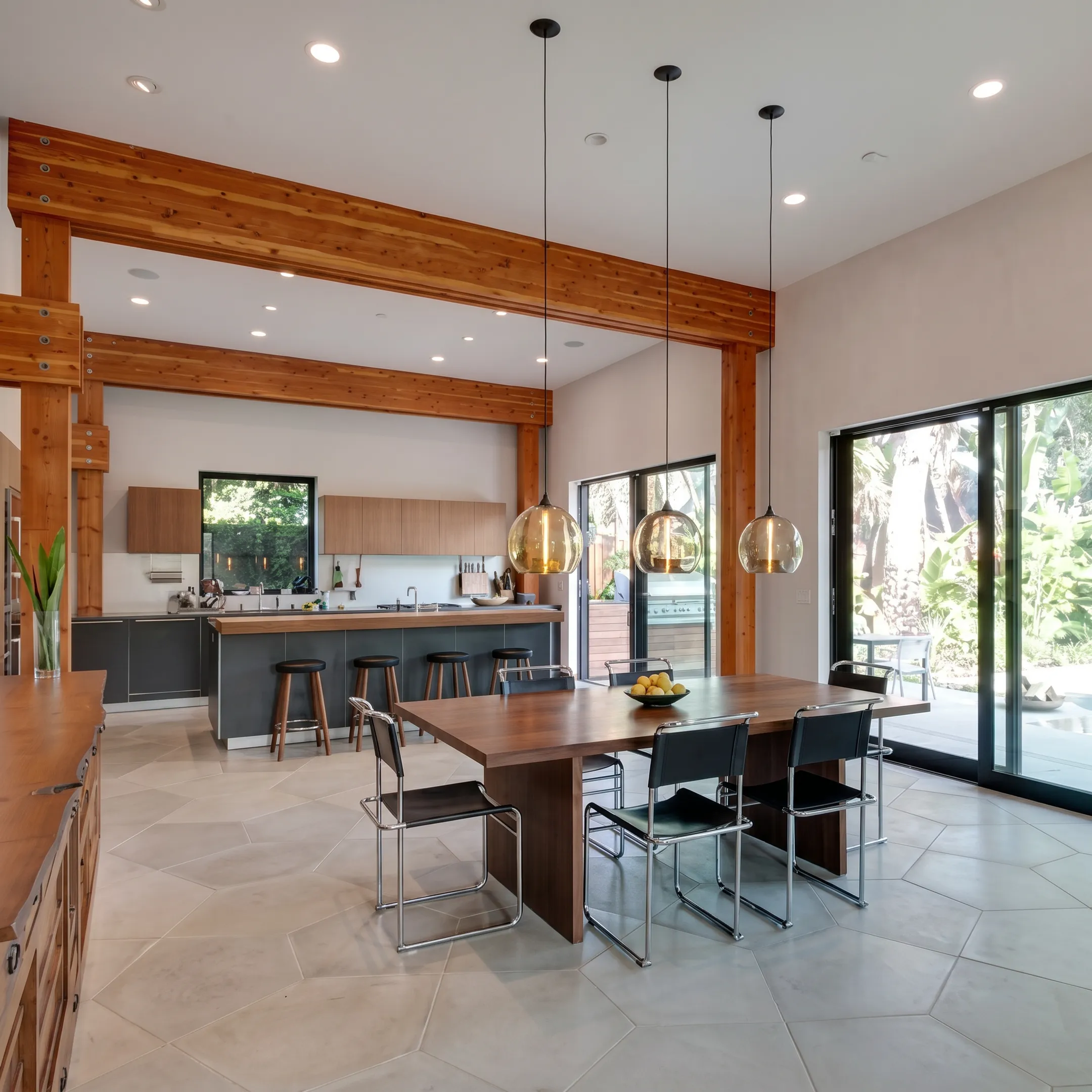 Residential remodeling plans with materials and architectural details