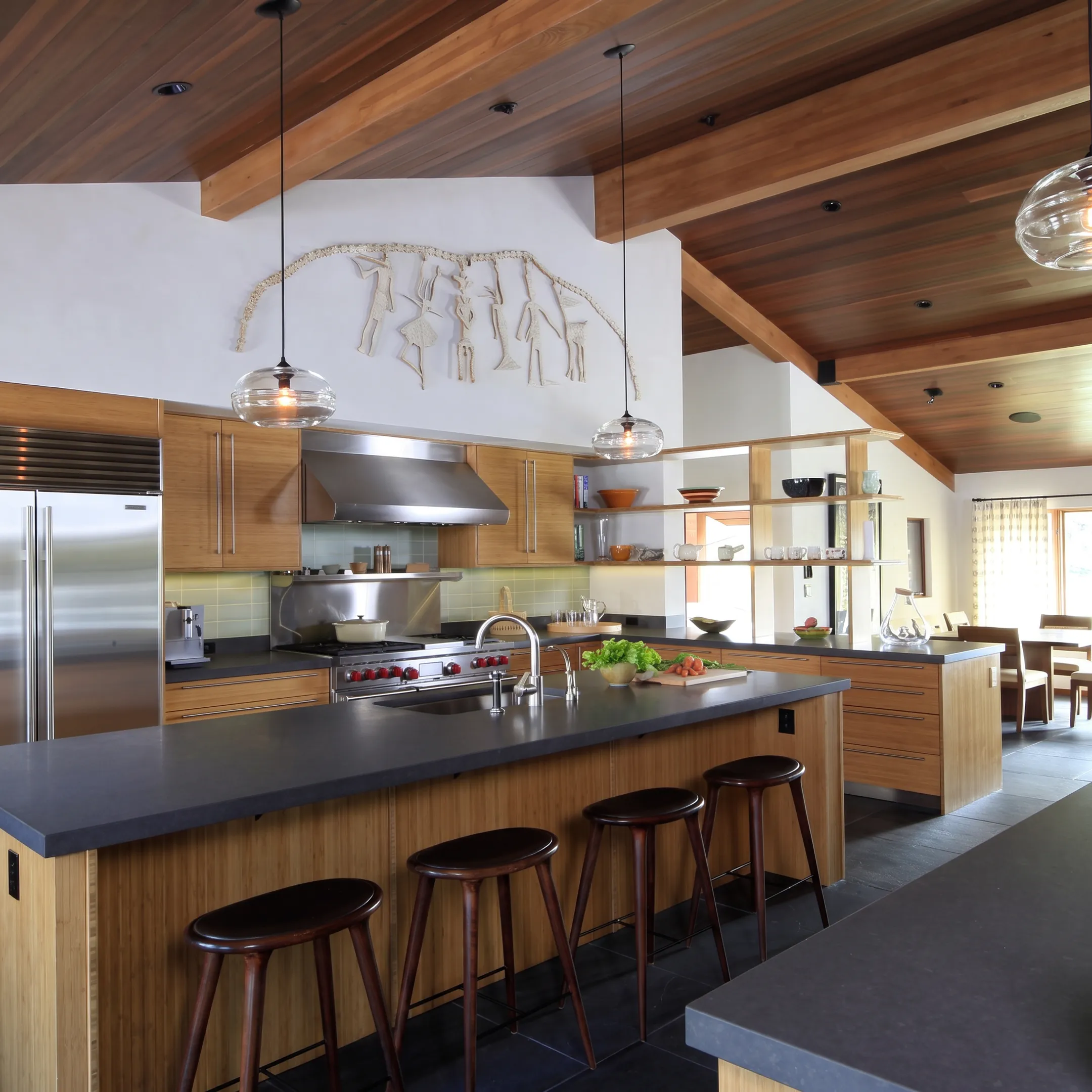Elegant remodeled kitchen and bathroom interior designed with custom cabinetry