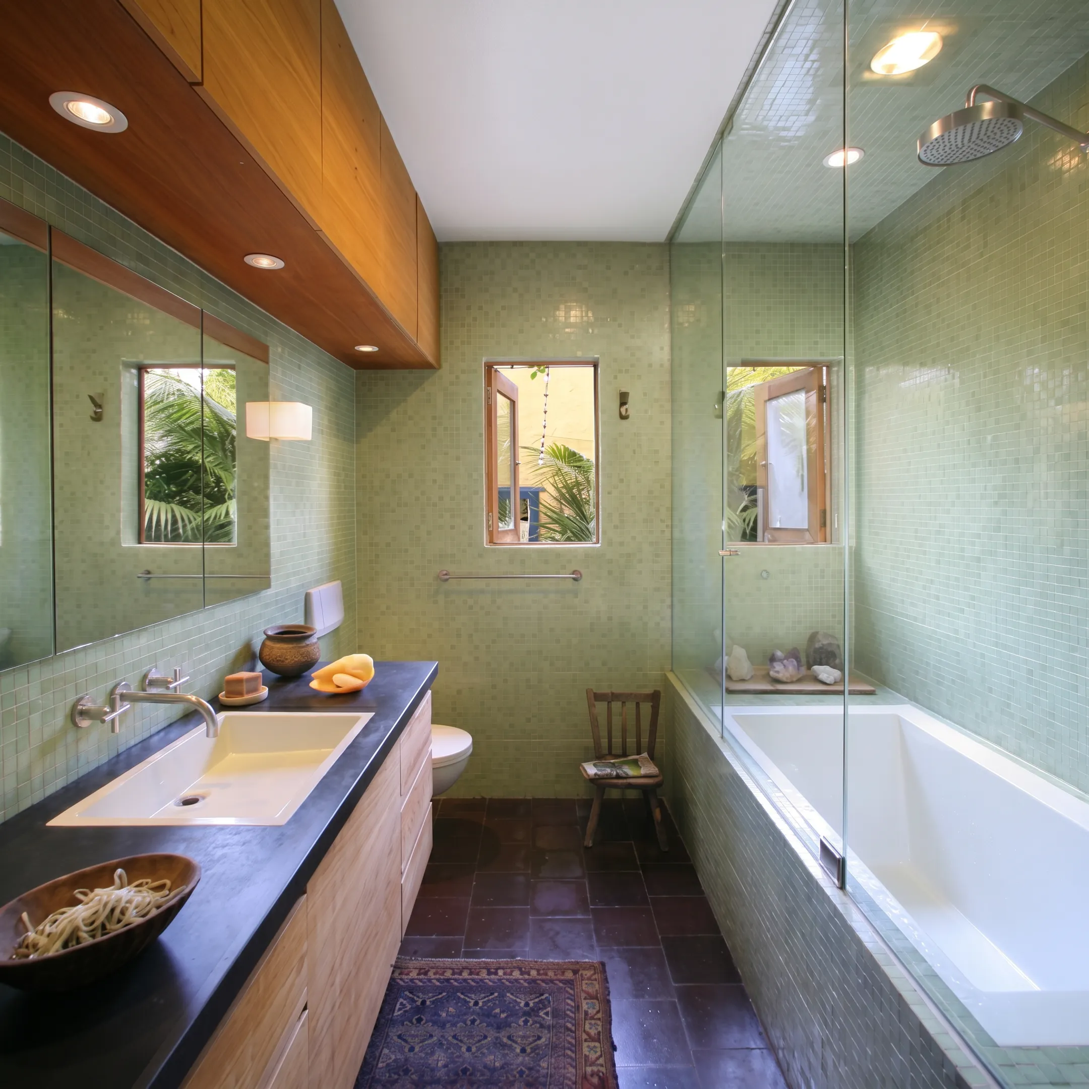 Elegant bathroom remodel concept with custom cabinetry and architectural details