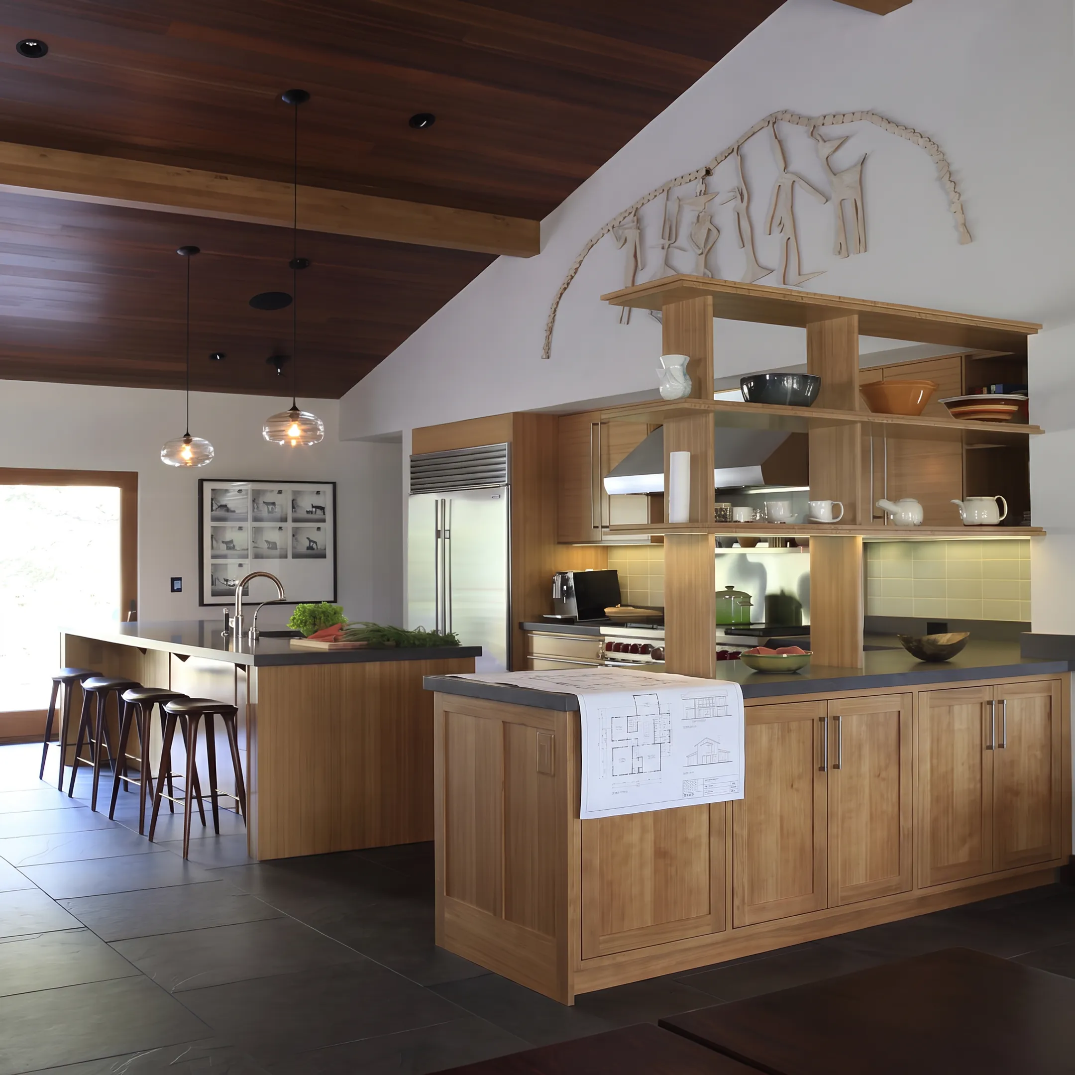 Detailed custom kitchen cabinetry and architectural plans