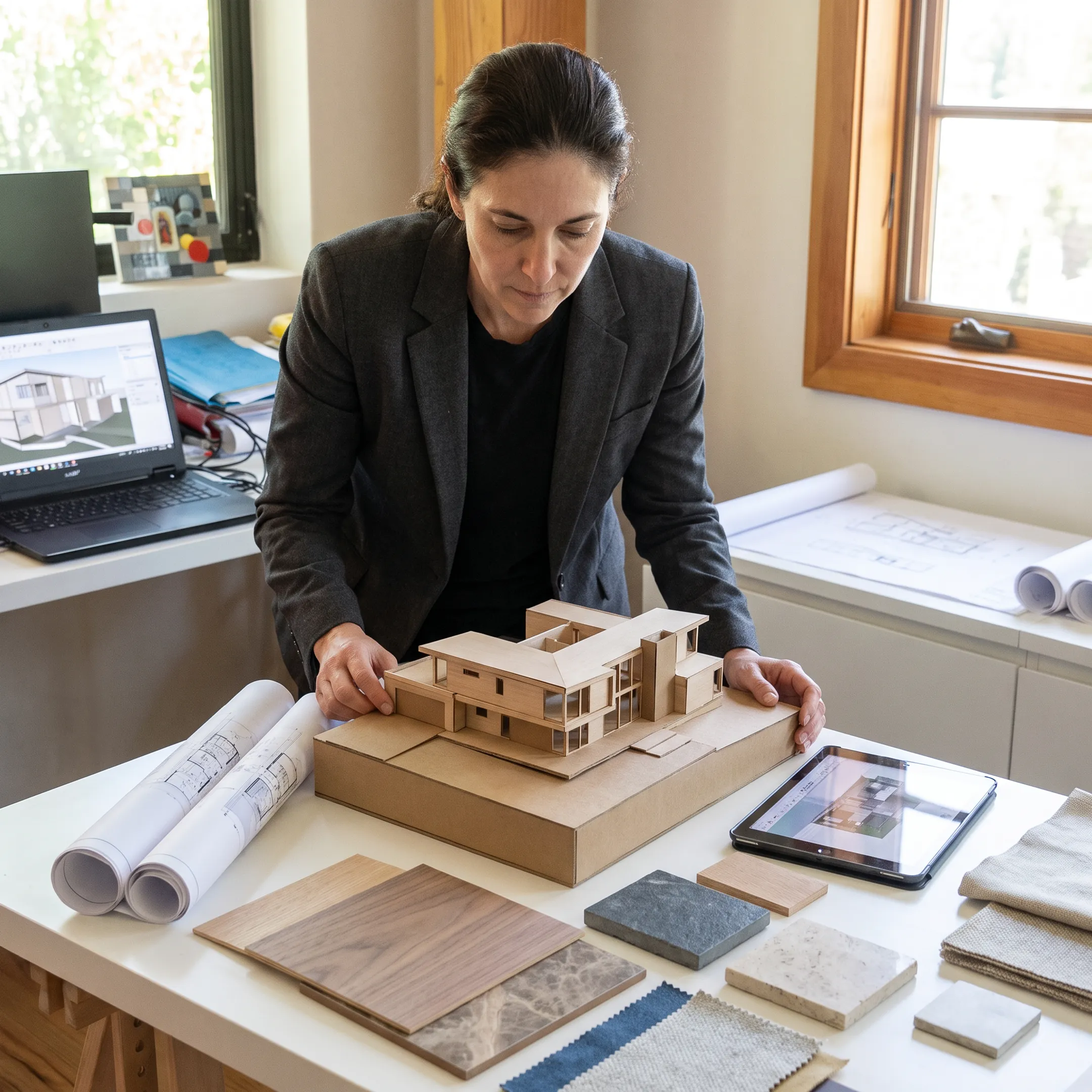 Architect presenting a custom home design