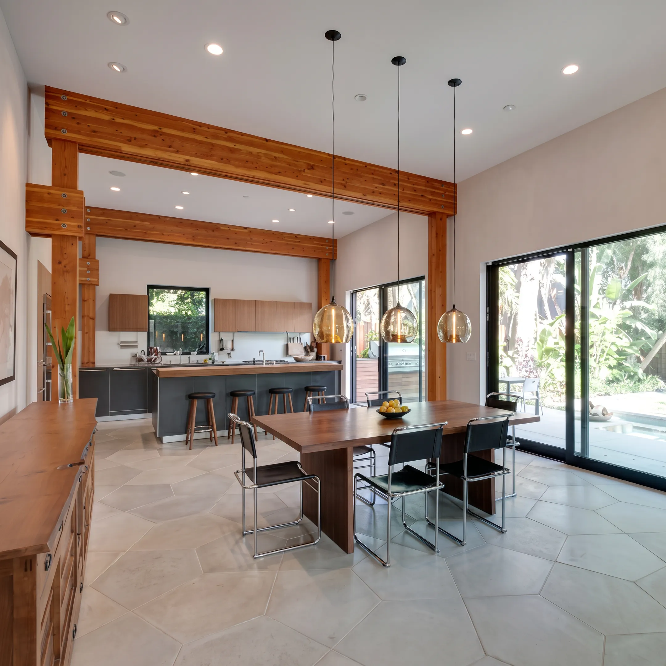 Custom residential renovation with integrated cabinetry and refined materials