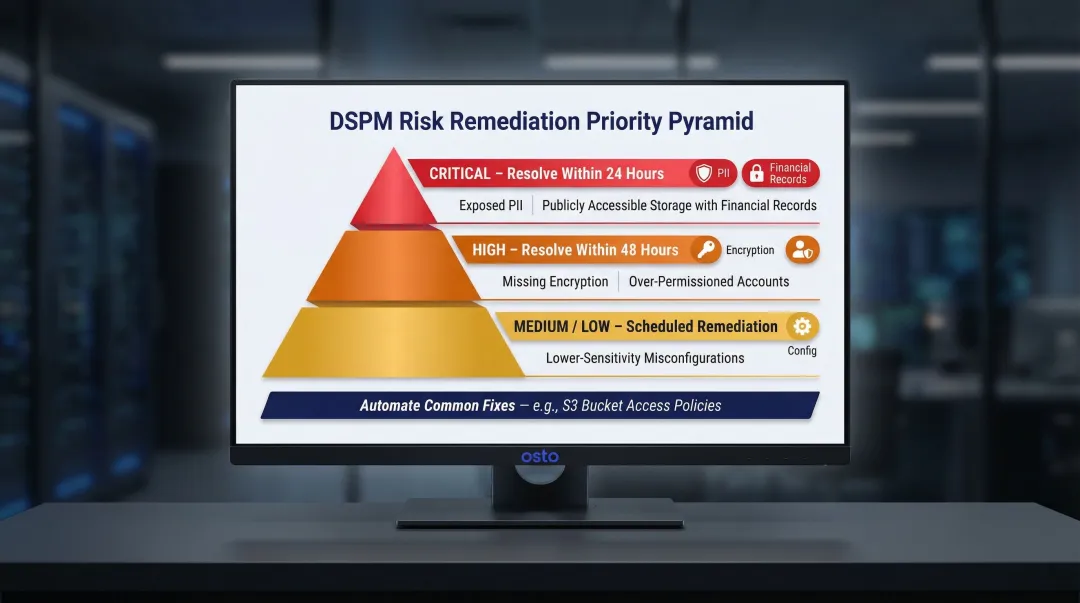 DSPM risk prioritization framework ranking sensitive data exposure by severity level
