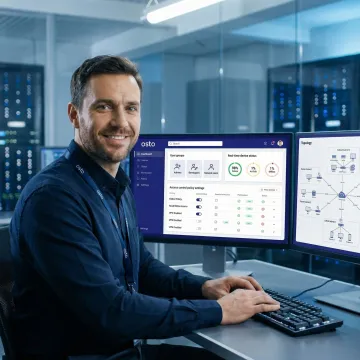 IT professional managing enterprise device policies on a unified security platform