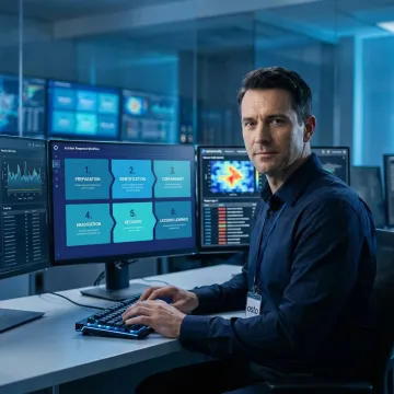 Cybersecurity professional following a structured incident response workflow