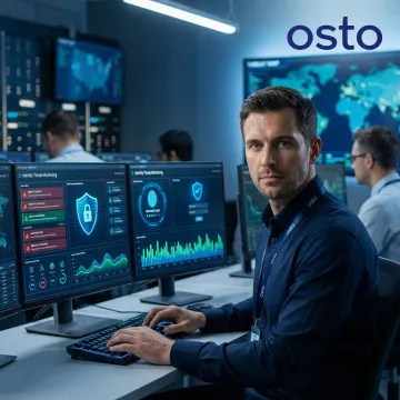 Cybersecurity professional monitoring identity protection dashboard with threat alerts