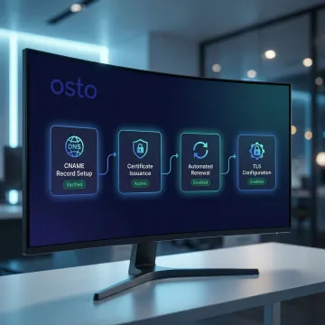 Step-by-step SSL certificate automation process illustration on a security platform
