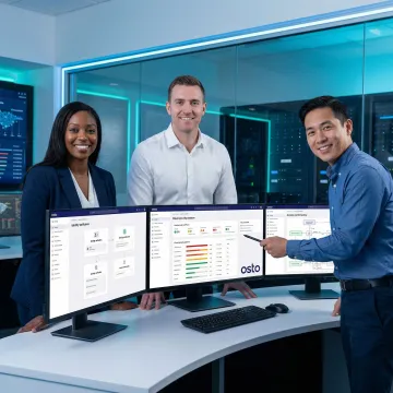 Security team implementing Zero Trust architecture steps on a multi-screen dashboard