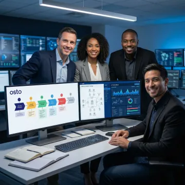 Healthcare IT security team following a structured cybersecurity consulting process on a digital workflow screen