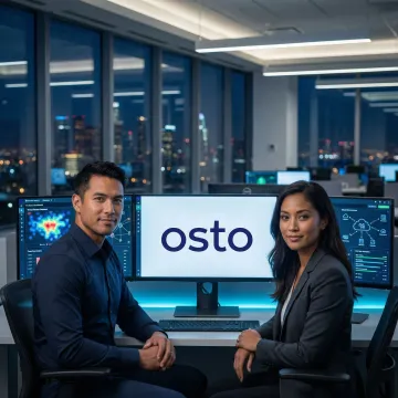 Managed IT and cybersecurity professionals monitoring a secure dashboard in a Los Angeles office