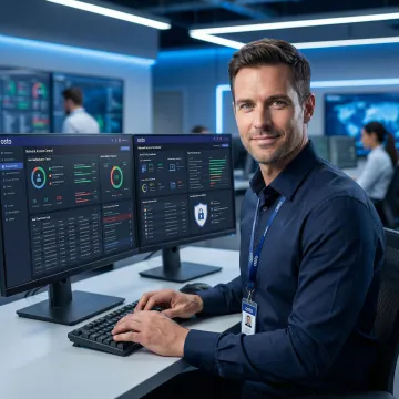 Network access control dashboard showing user authentication and device policy management