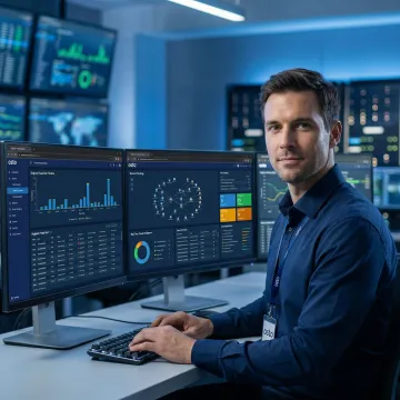 Security analyst monitoring endpoint threats on a dashboard with real-time alerts