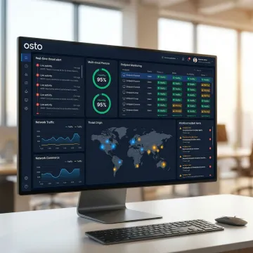 Secure cloud platform dashboard for MSPs and SMBs showing cybersecurity monitoring and threat detection