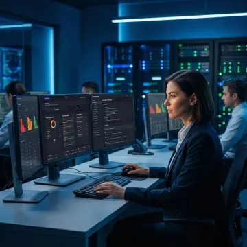 Security analyst reviewing application vulnerability assessment results on a dashboard