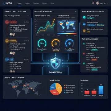 Secure identity protection dashboard showing user access controls and threat detection