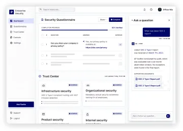 Trust Center and questionnaire automation tools for customer assurance and security reviews