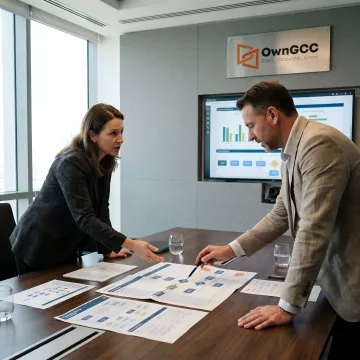 Consultants reviewing process optimization workflow