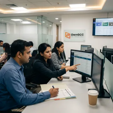 Offshore mortgage staffing team reviewing loan operations