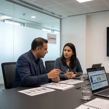 Consultants reviewing digital transformation roadmap