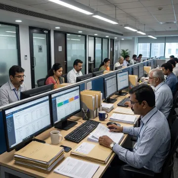 Insurance back office operations team at work