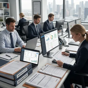 Mortgage operations team reviewing loan files