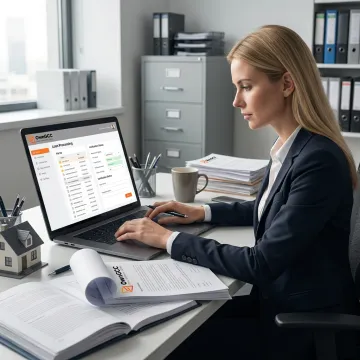 Mortgage virtual assistant reviewing loan files