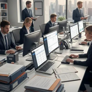 Mortgage team reviewing secure loan data workflows