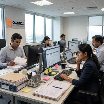 Mortgage operations outsourcing team working on loan files