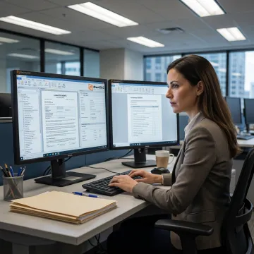 Mortgage virtual assistant reviewing loan files