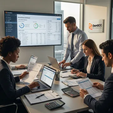 Offshore bookkeeping team working on financial reports