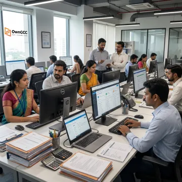 Offshore mortgage operations team reviewing loan files