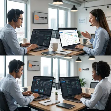 Virtual staffing team working in a modern offshore operations center