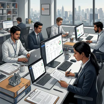 Mortgage post-closing team reviewing loan files