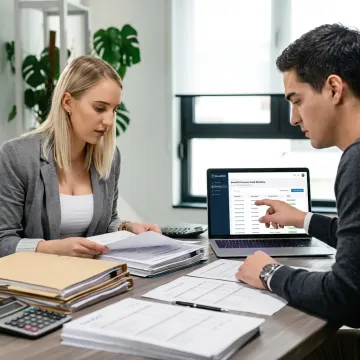 Premium audit outsourcing team reviewing insurance records