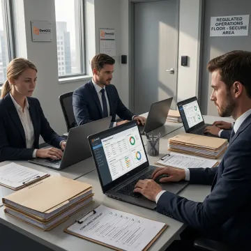 Mortgage operations team reviewing loan administration workflow