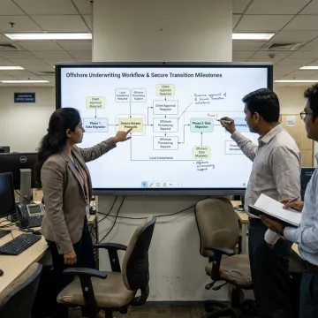 Operations leaders reviewing underwriting workflow transition plan