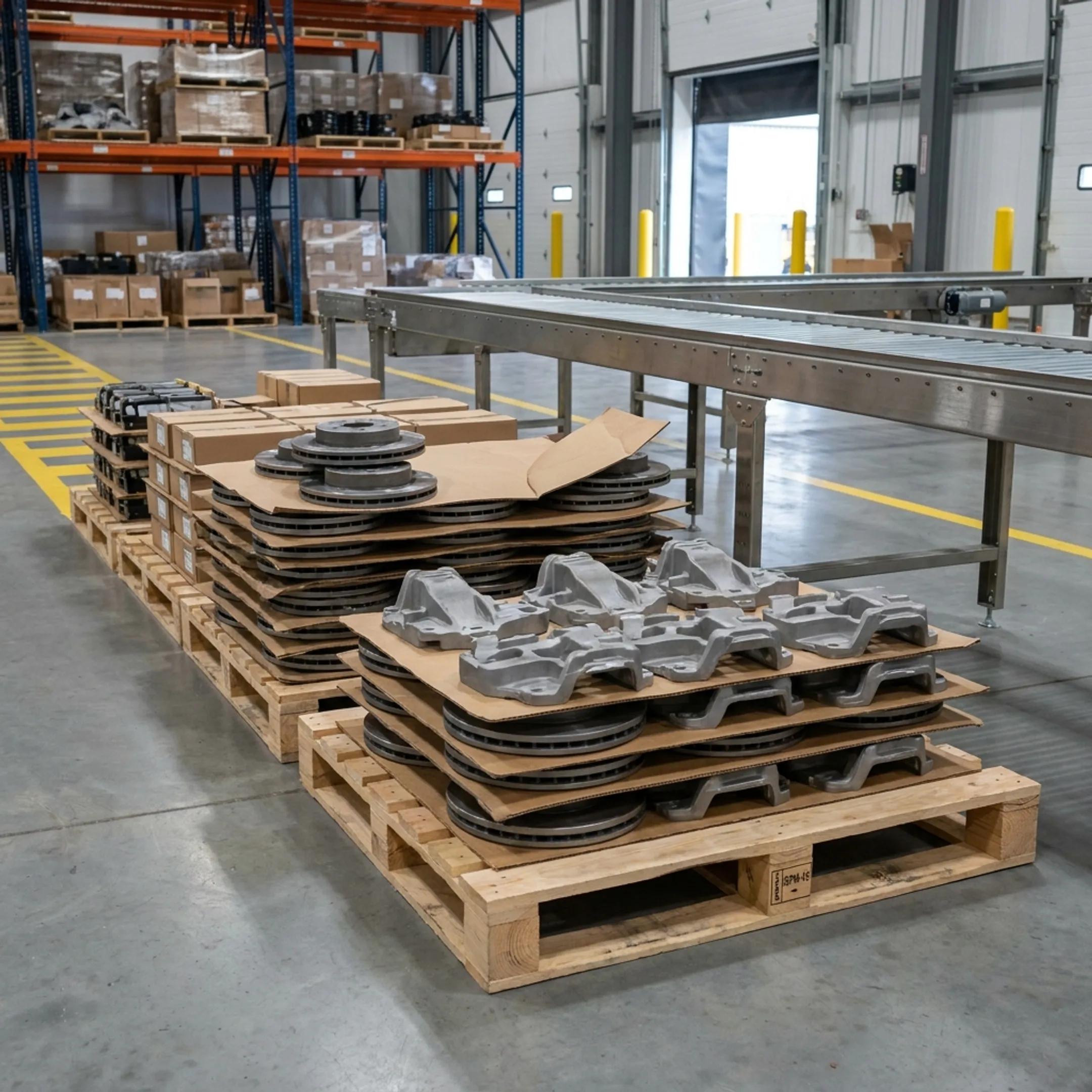 Automotive components on rackable pallets