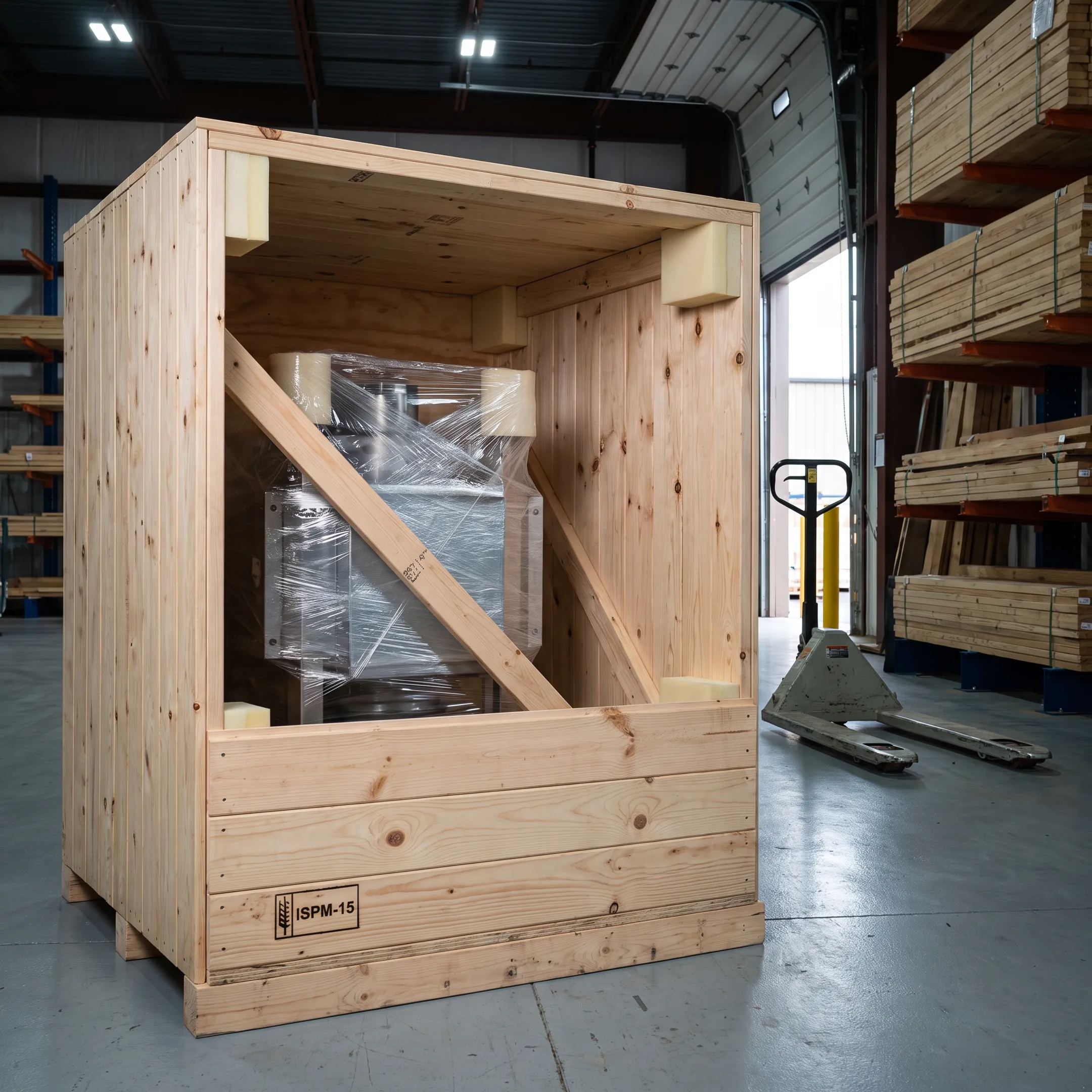 High-value product secured in a wooden crate
