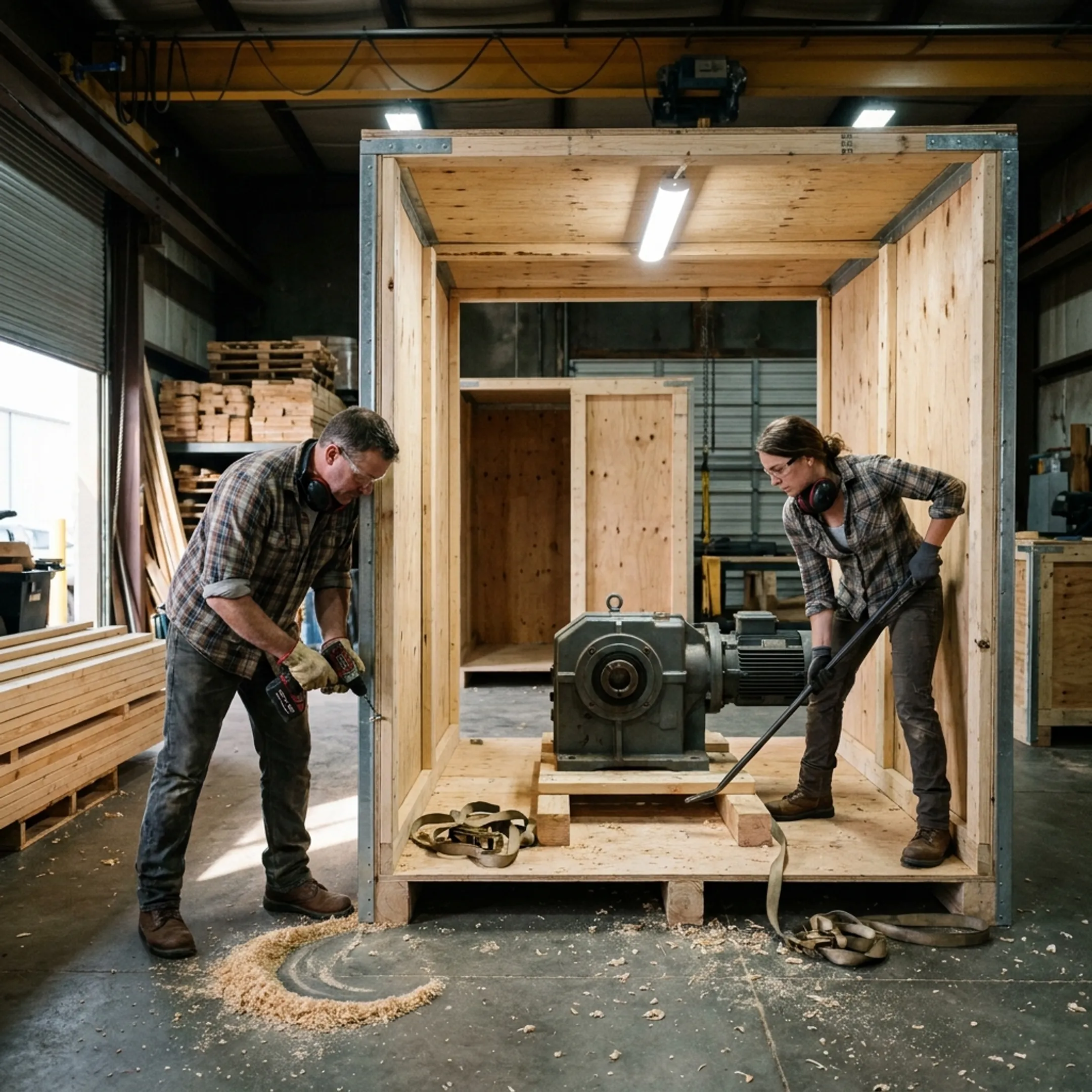 Manufacturers using large wooden shipping crates