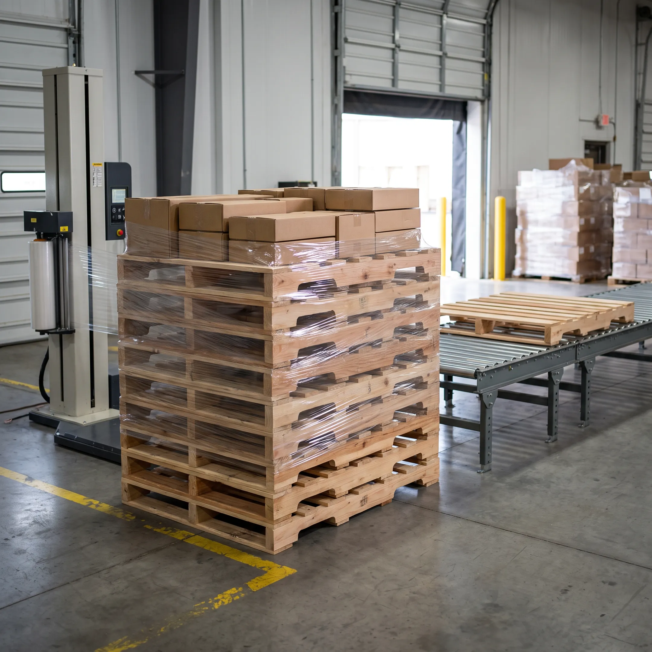 Automotive components on export pallets